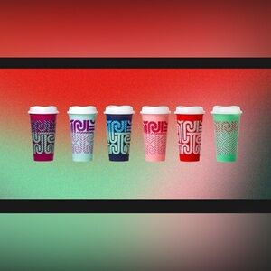 Starbucks Candy Cane Color Changing Reusable Cups with Lids